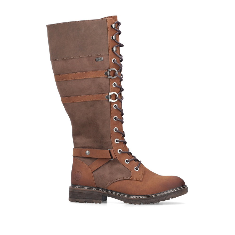 Rieker Ladies Long Lace Up Flat Boot