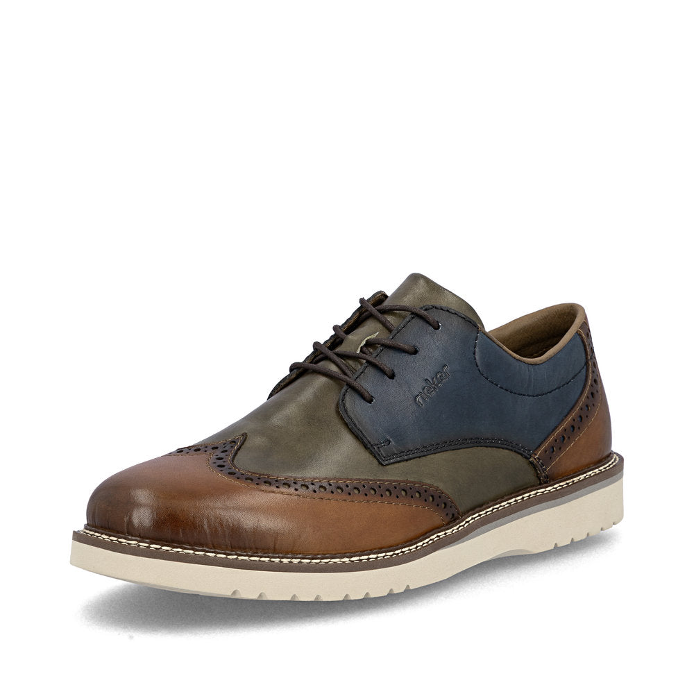 Rieker Mens Multi Colour Contrast Sole Brogue
