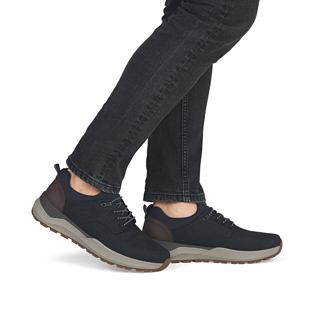 Rieker Mens Bungee Lace Nubuck Sneaker