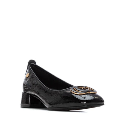 Carmela Ladies Crinkle Patent Block Heel Pump