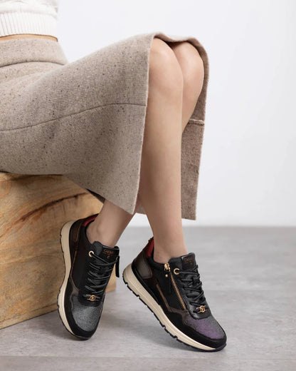 Carmela Ladies Zip Side Lace Up Sneaker