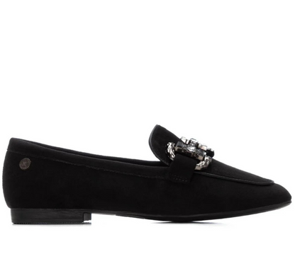 XTI Ladies Crystal Trim Micro Fibre Loafer