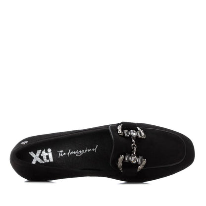 XTI Ladies Crystal Trim Micro Fibre Loafer