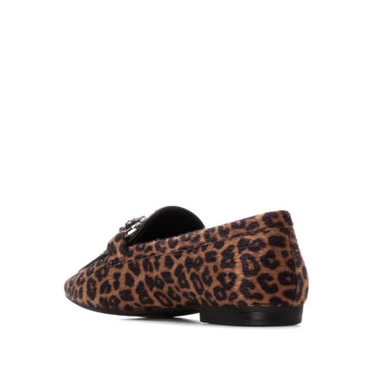XTI ladies Crystal Trim Faux Leopard Loafer