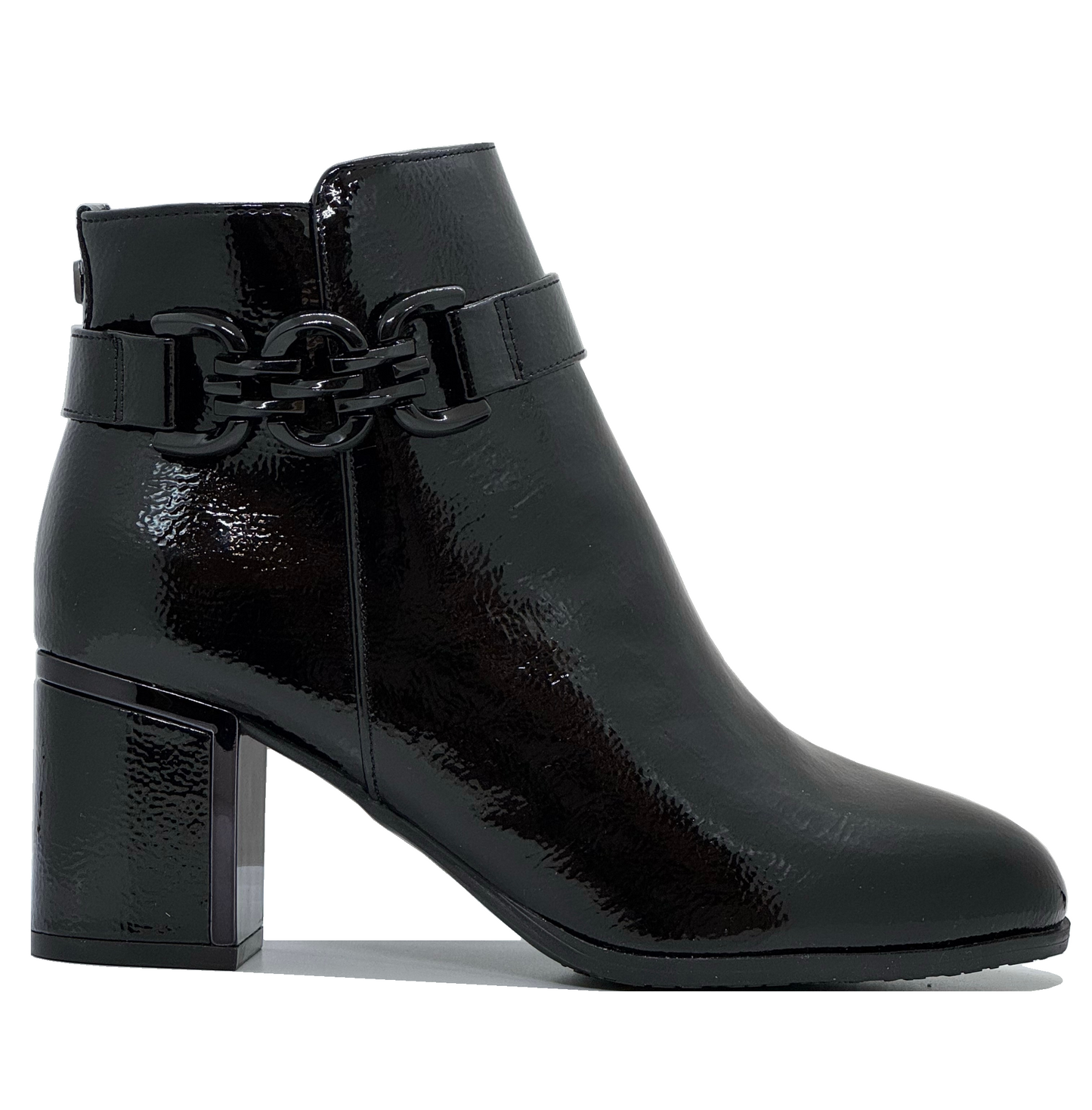 Lotus Amarin Ladies Block Heel Chain Trim Ankle Boot