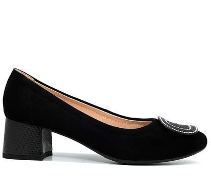 Bioeco Ladies Buckle Front Block Heel Court