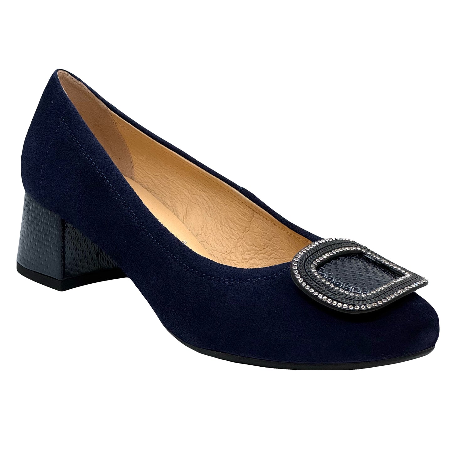 Bioeco Ladies Buckle Front Block Heel Court
