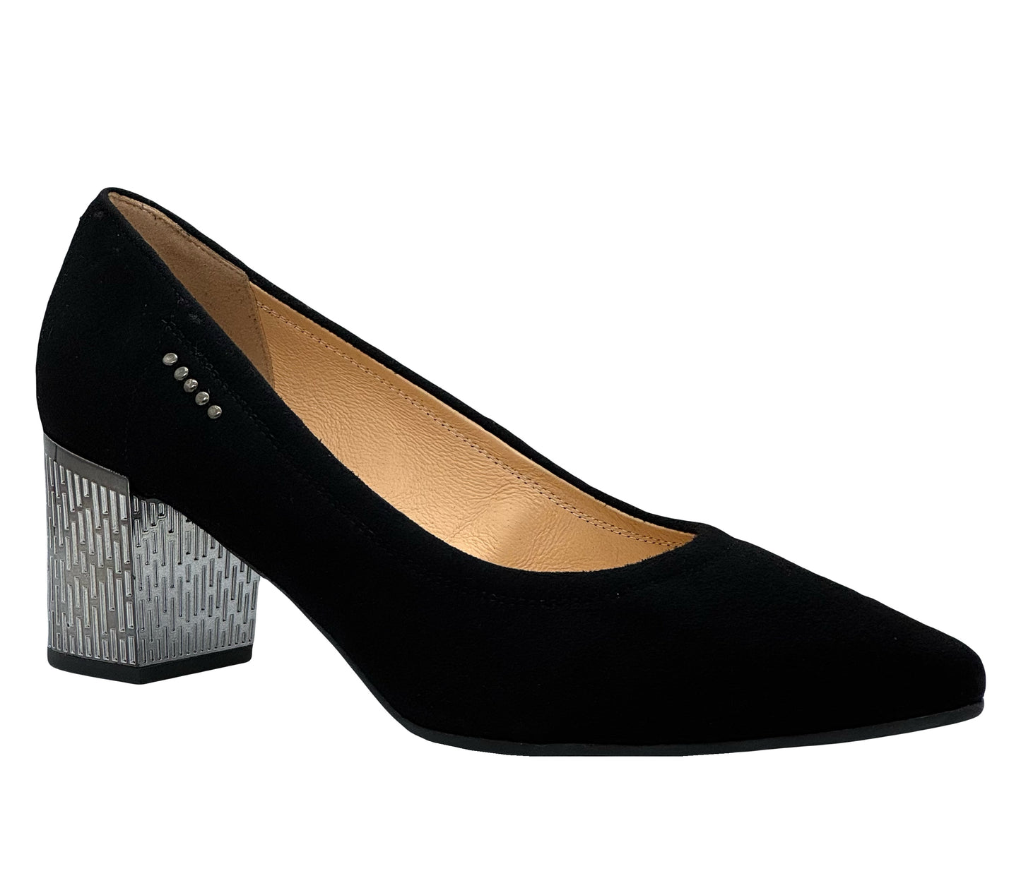 Bioeco Feature Heel Suede Court Shoe