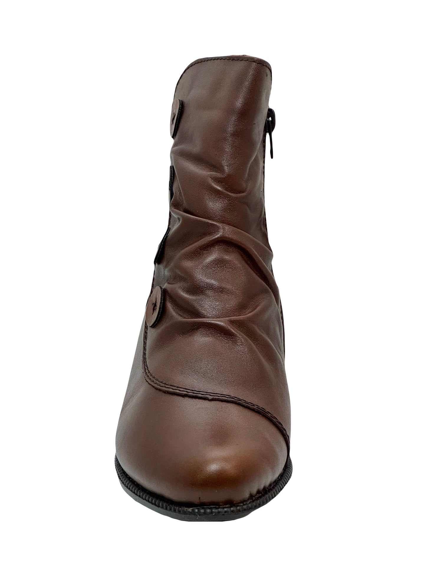 Rieker Ladies Button Detail Rushed Front Ankle Boot