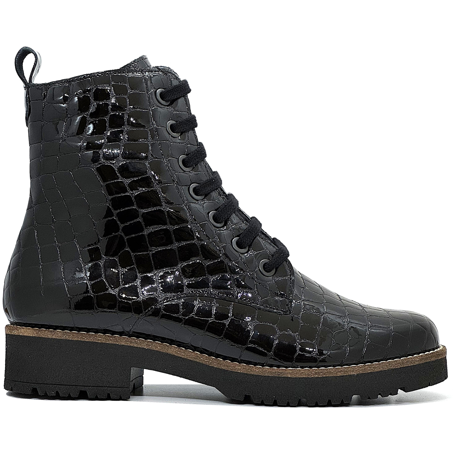 Pitillos Ladies Croco Chunky Sole Lace Boot