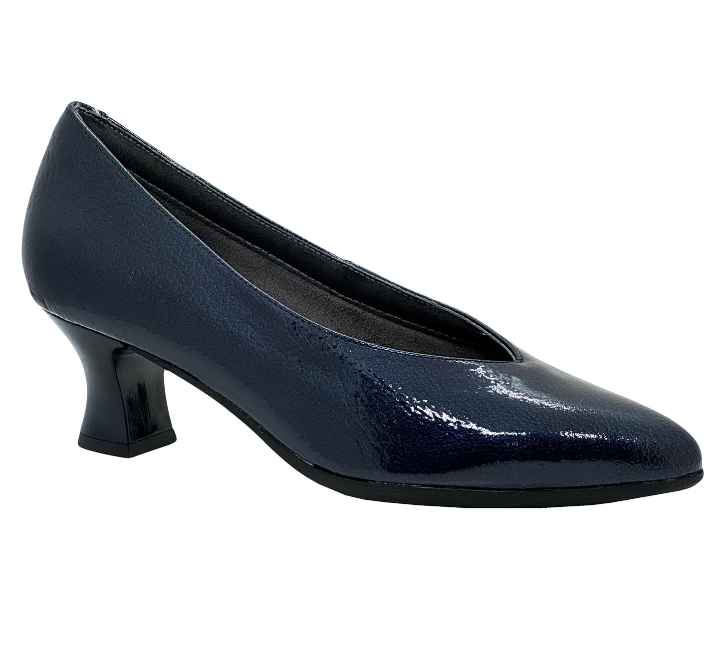 Pitillos Ladies Crinkle Patent Low Heel Court Shoe