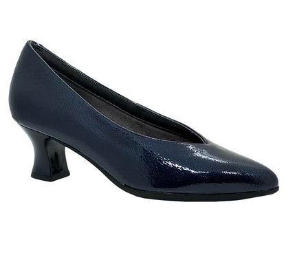 Pitillos Ladies Crinkle Patent Low Heel Court Shoe