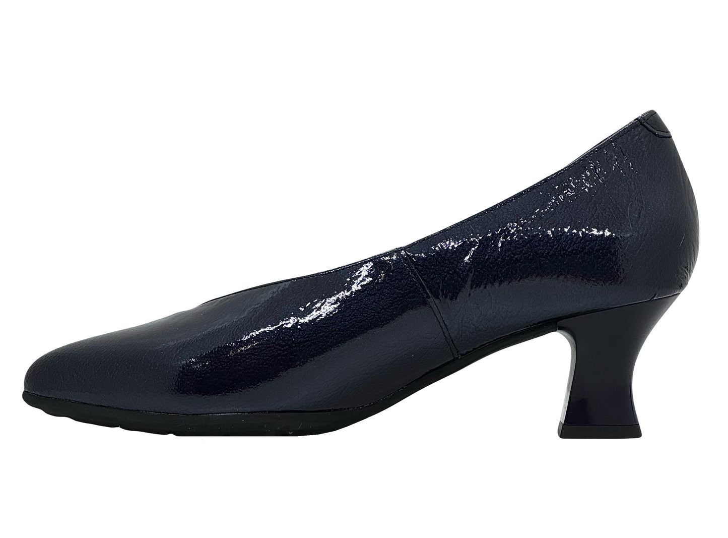 Pitillos Ladies Crinkle Patent Low Heel Court Shoe