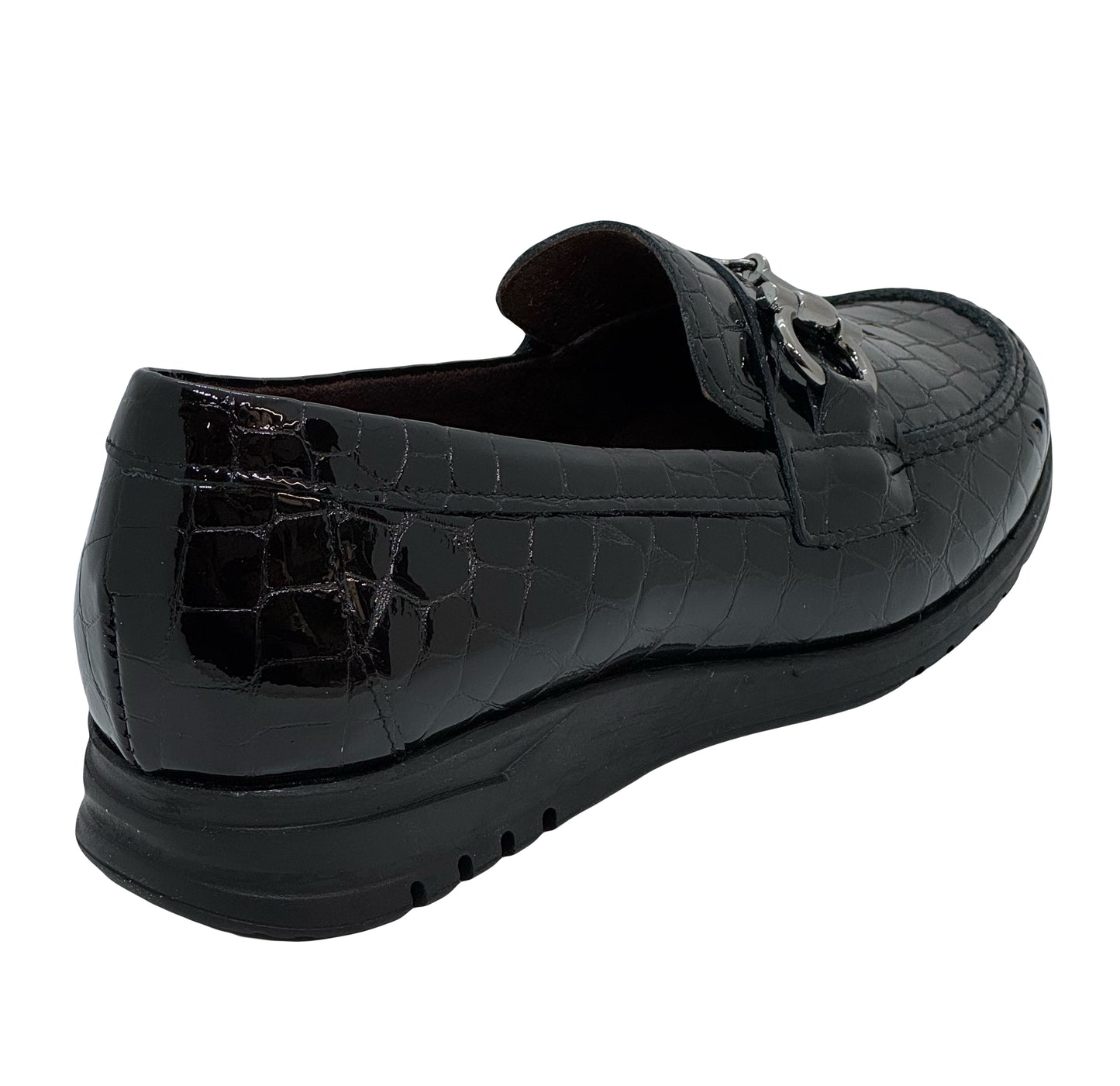 Pitillos Ladies Croco Print Snaffle Trim Loafer