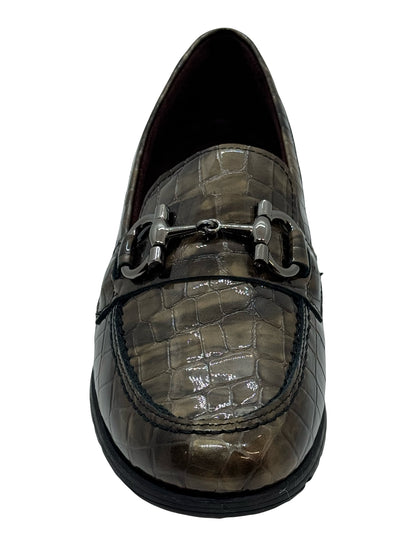 Pitillos Ladies Croco Print Snaffle Trim Loafer