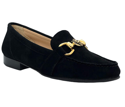 HB Black Suede Lion Head Loafer