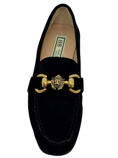 HB Black Suede Lion Head Loafer