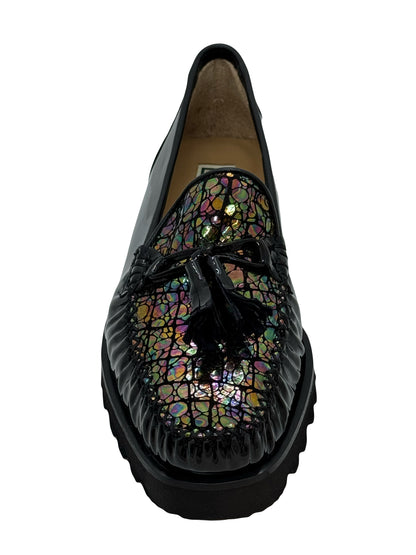 HB Shoes Ladies Croco Vamp Patent Loafer