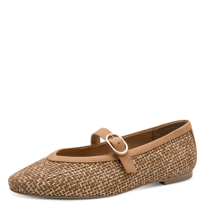 Marco Tozzi Raffia Mary Jane Flat Pump