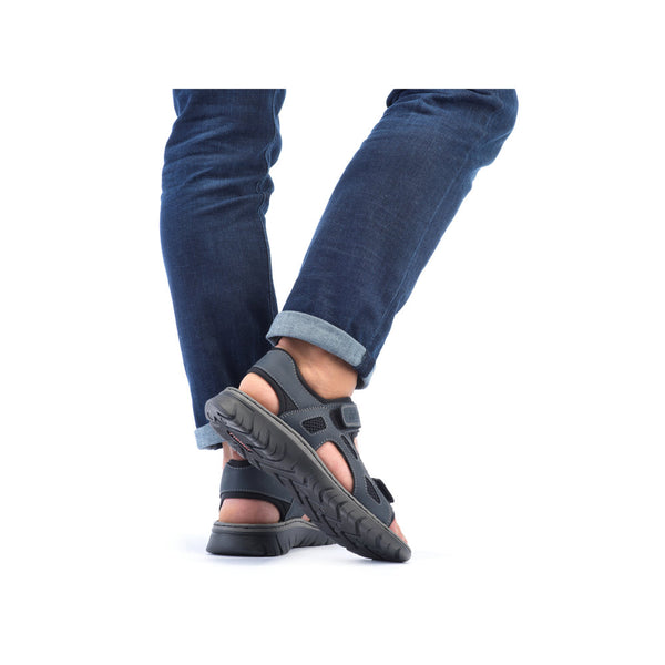 Rieker Mens Navy Velcro Walking Sandal