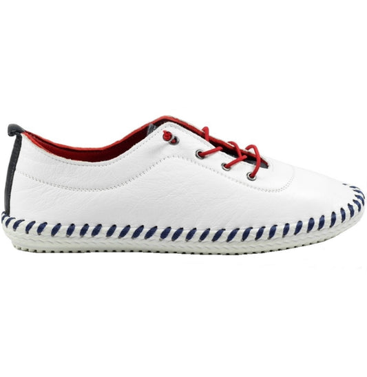 Lunar Sandown Ladies Elastic Lace Leather Casual