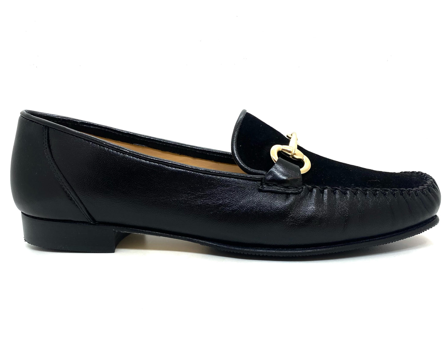 Low Heel Moccasin Loafer With Gold Trim