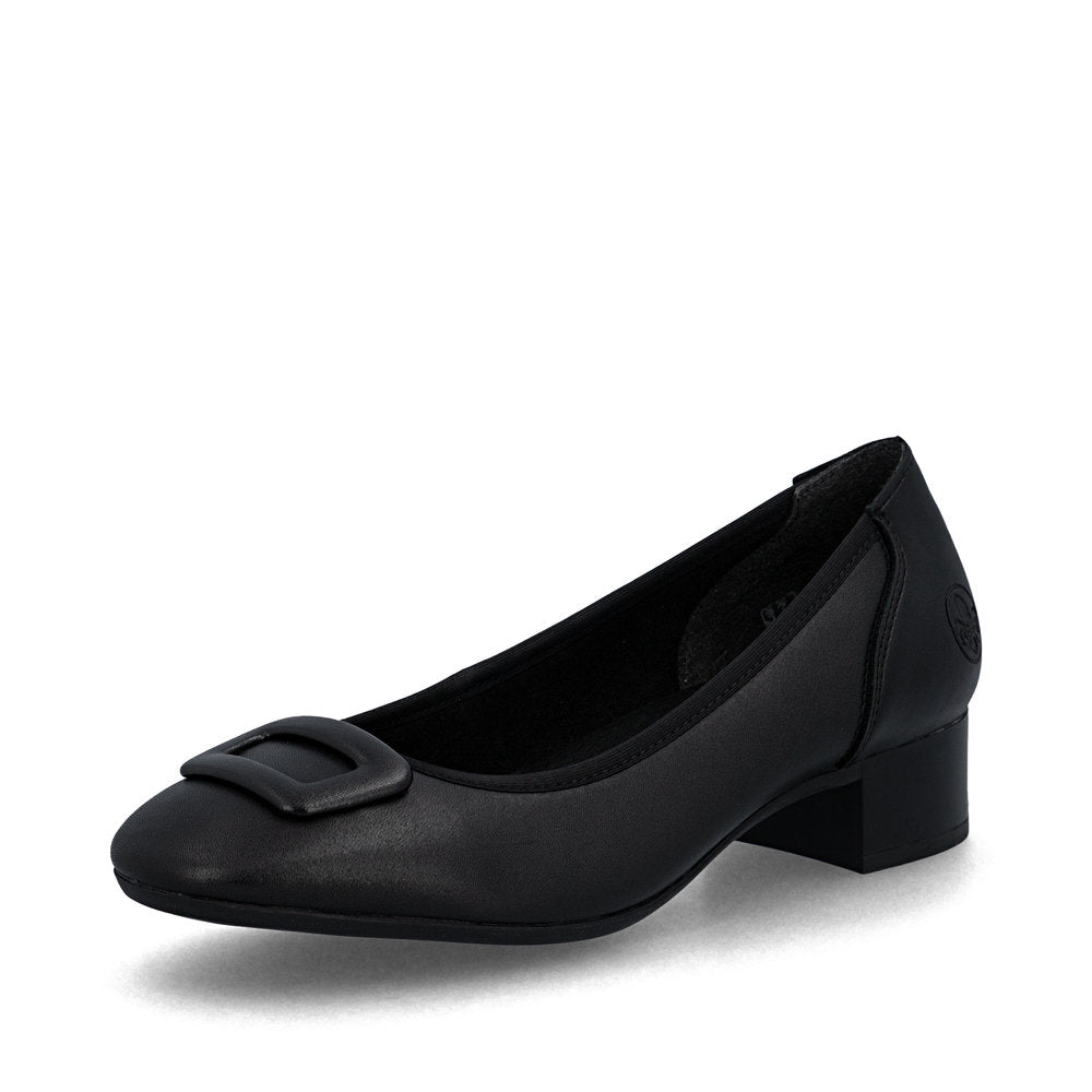 Rieker Ladies Low Heel Buckle Trim Court Shoe