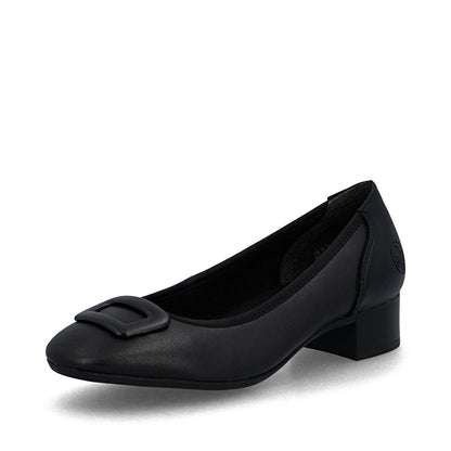Rieker Ladies Low Heel Buckle Trim Court Shoe