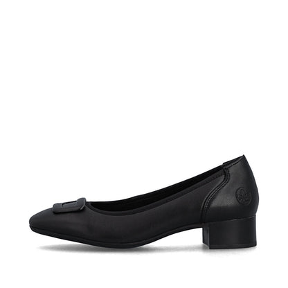 Rieker Ladies Low Heel Buckle Trim Court Shoe
