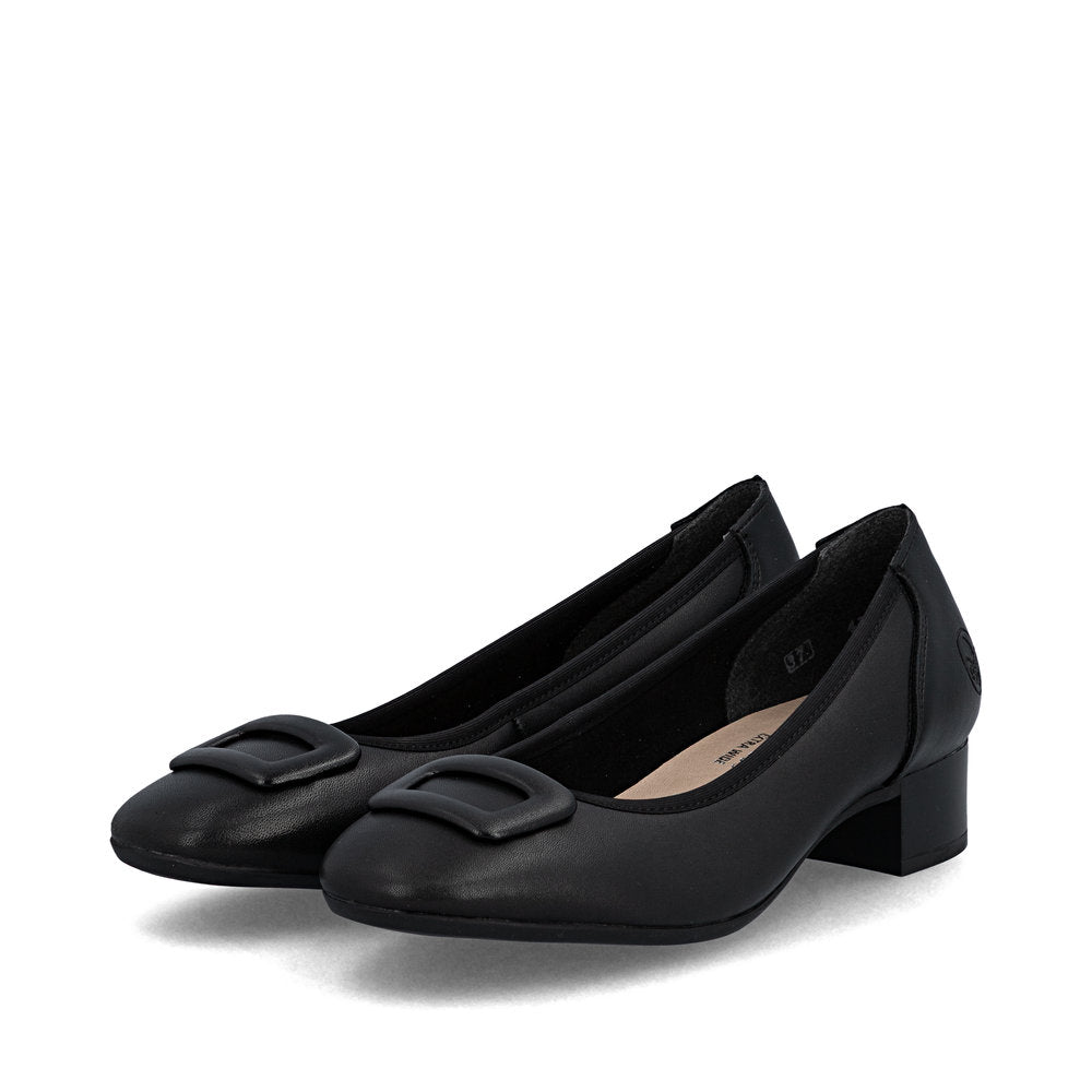 Rieker Ladies Low Heel Buckle Trim Court Shoe