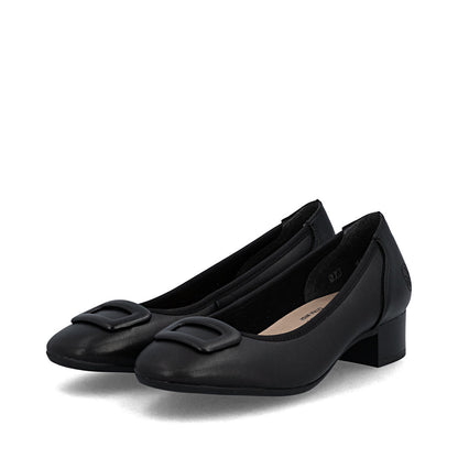 Rieker Ladies Low Heel Buckle Trim Court Shoe
