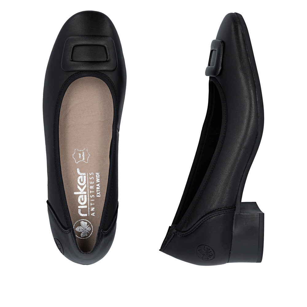 Rieker Ladies Low Heel Buckle Trim Court Shoe