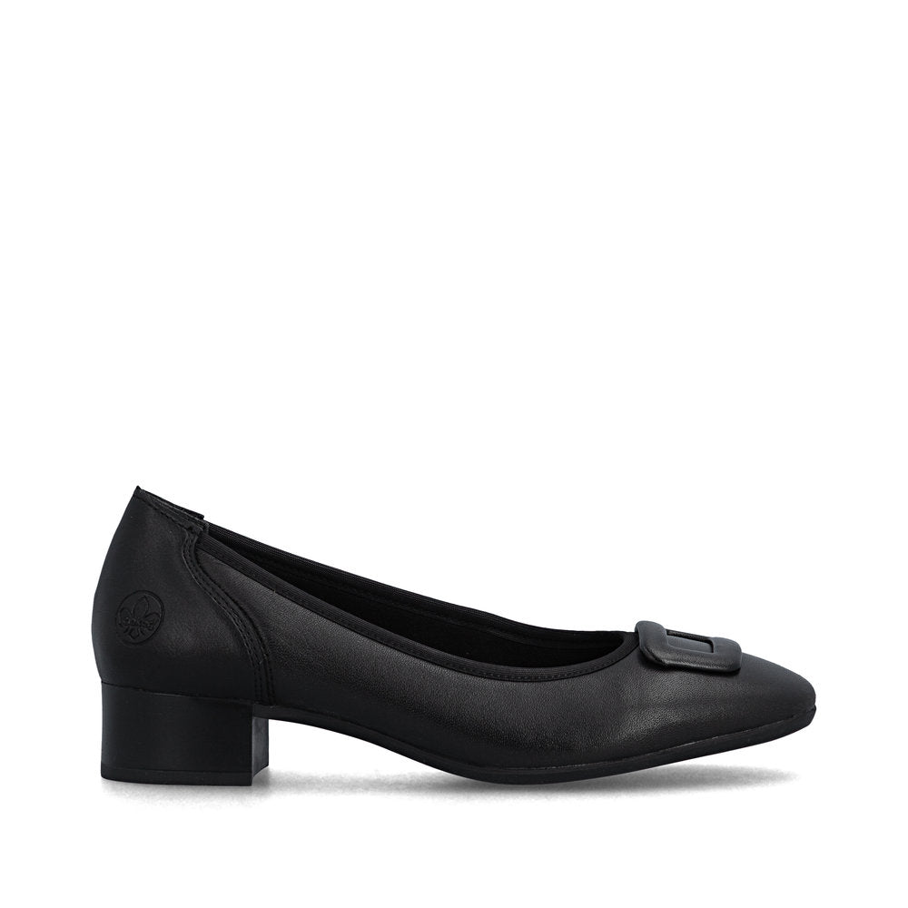 Rieker Ladies Low Heel Buckle Trim Court Shoe