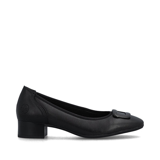 Rieker Ladies Low Heel Buckle Trim Court Shoe