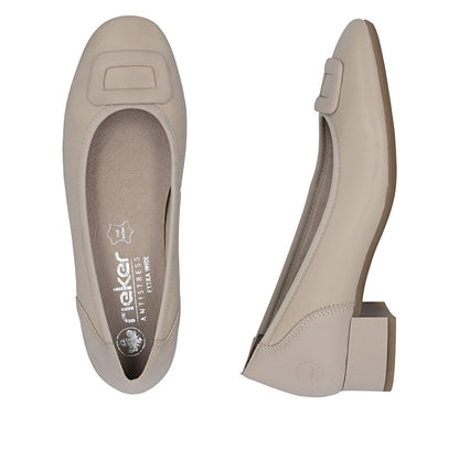 Rieker Ladies Low Heel Buckle Trim Court Shoe