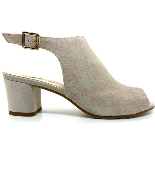 HB Shoes Ladies Mid Heel Open Toe Sandal (BEIGE)