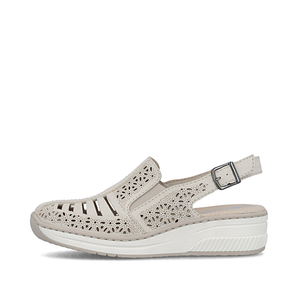 Rieker Ladies High Front Low Wedge Sling Back