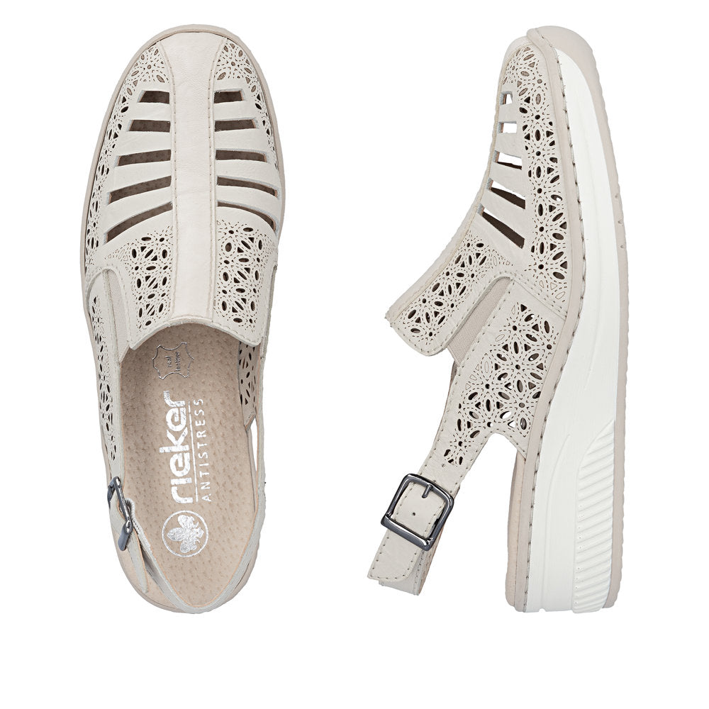 Rieker Ladies High Front Low Wedge Sling Back