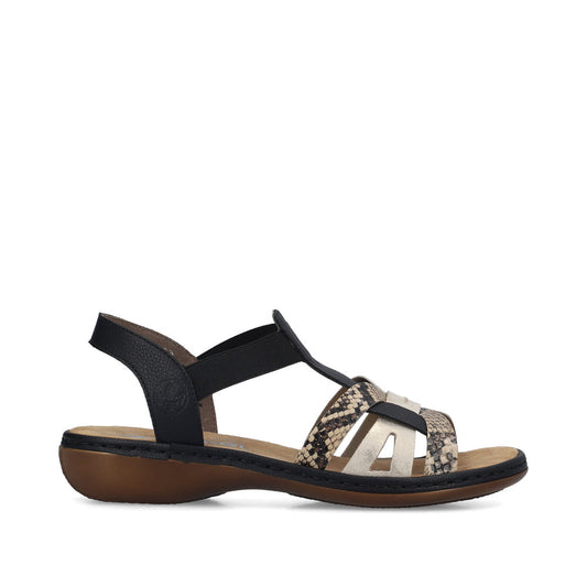 Rieker Ladies Elastic Side Strap Flat Sandal