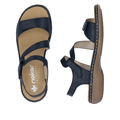 Rieker Ladies Low Heel Velcro Strap Sandal