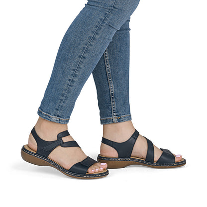 Rieker Ladies Low Heel Velcro Strap Sandal