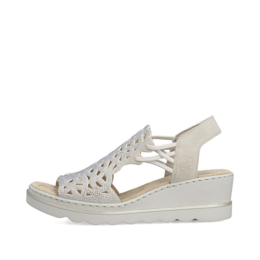 Rieker Ladies High Front Sparkle Wedge Heel Sandal