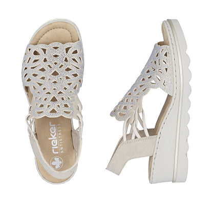Rieker Ladies High Front Sparkle Wedge Heel Sandal