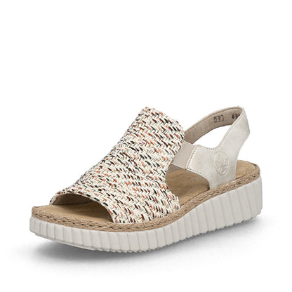 Rieker Ladies High Front Woven Fabric Sandal