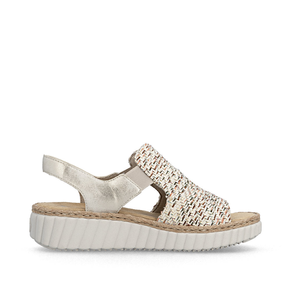Rieker Ladies High Front Woven Fabric Sandal