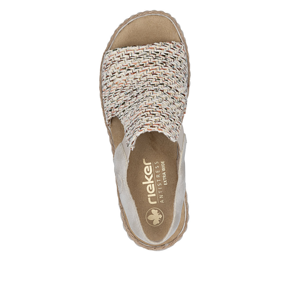 Rieker Ladies High Front Woven Fabric Sandal