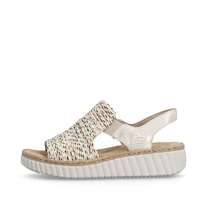 Rieker Ladies High Front Woven Fabric Sandal
