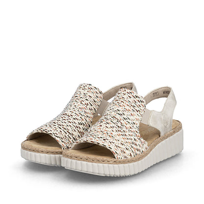Rieker Ladies High Front Woven Fabric Sandal
