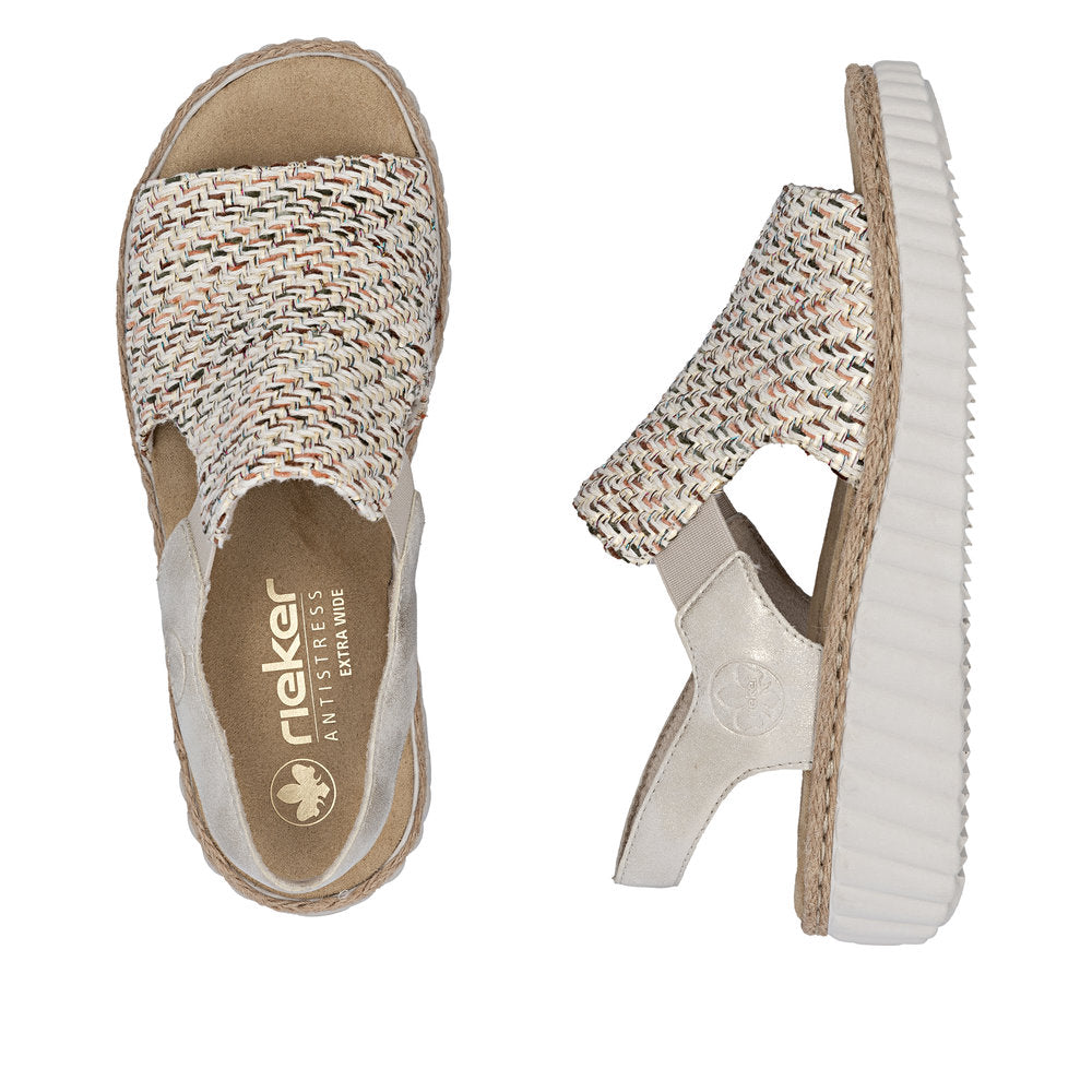 Rieker Ladies High Front Woven Fabric Sandal