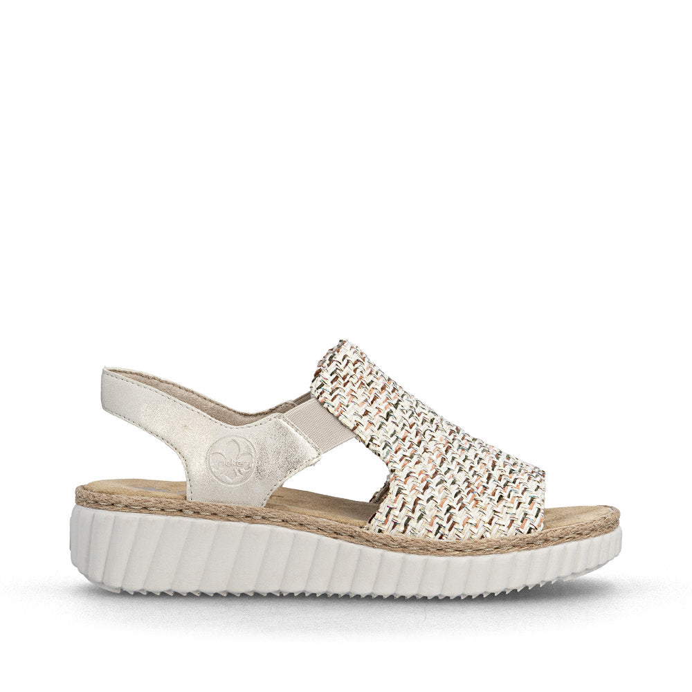 Rieker Ladies High Front Woven Fabric Sandal
